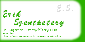 erik szentpetery business card